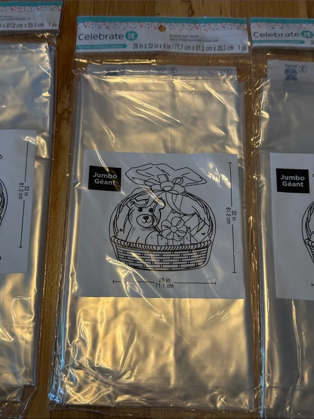 NWT Bundle of 7 Celebrate It Clear Cellophane Gift Bags - Large & Jumbo Packs